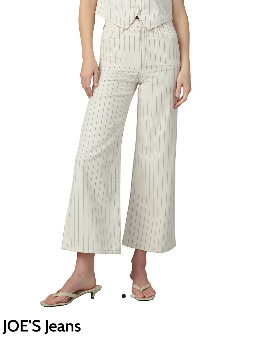 Joe's Jeans Mia Cream Pinstripe Wide-Leg Cropped Pants.